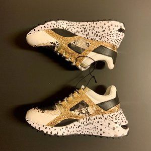 STEVE MADDEN CLIFF WHITE/GOLD LEATHER